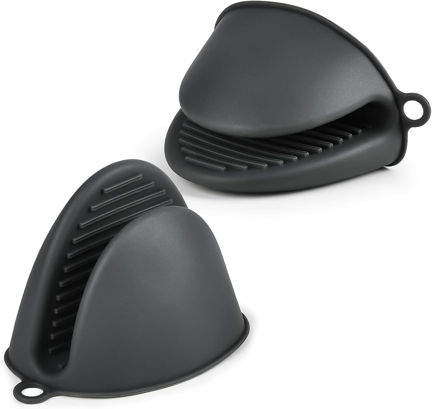 AUAUY 1 Pair Mini Silicone Oven Mitts, Heat Resistant Pot Holders Mitts, Cute Oven Pinch Grip Gloves, Small Potholders for Kitchen, Air Fryer Mitts Pair for Cooking, Baking and Grilling (Grey)