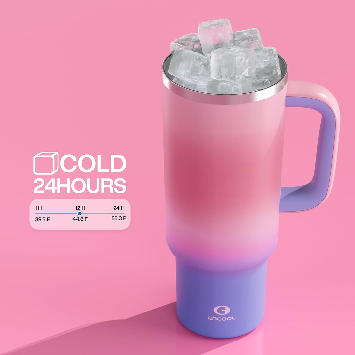 40 oz Tumbler with Handle and Straw: Stainless Steel Insulated Tumbler Keeps Cold for 24 Hours, Leakproof Travel Cup Fits in Cup Holder and BPA-Free, Evening Glow