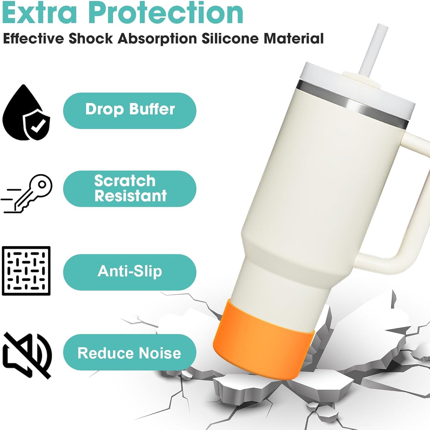 Upgrade 2PCS Protective Silicone Boot Bumper for Stanley Quencher Adventure 40oz 30oz IceFlow 20oz 30oz Tumbler, Water Bottle Bottom Sleeve Cover Accessories for Stanley Mug Cup(Sunset)