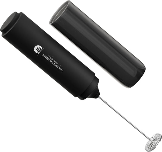 Travel Milk Frother with Cover - Handheld Electric Foam Maker with Stainless Steel Whisks, Portable Drink Mixer for Coffee, Latte, Matcha, Hot Chocolate