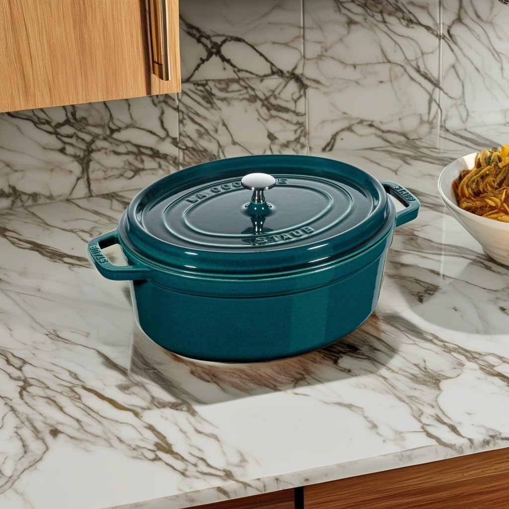 STAUB 1003842 Cast Iron Roaster/Cocotte, Oval 33 cm, 6.7 L, La Mer