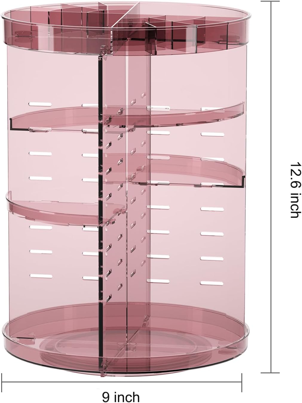 360 Rotating Makeup Organizer with Lipstick Slots, 8 Adjustable Layers Spinning Skincare Organizers, Large Capacity Desk Storage, Carousel Cosmetic Shelf for Vanity Bathroom Countertop