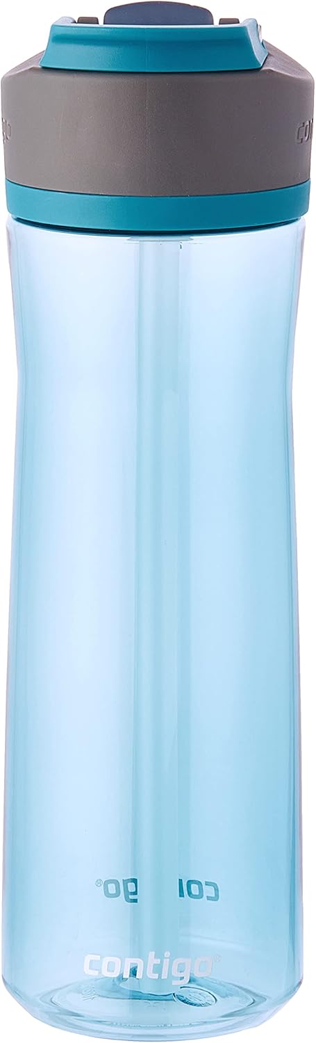 Contigo Ashland 2.0 Leak-Proof Water Bottle with Lid Lock and Angled Straw Dishwasher Safe Interchangeable Lid 24oz Juniper/Sake (Pack of 8)