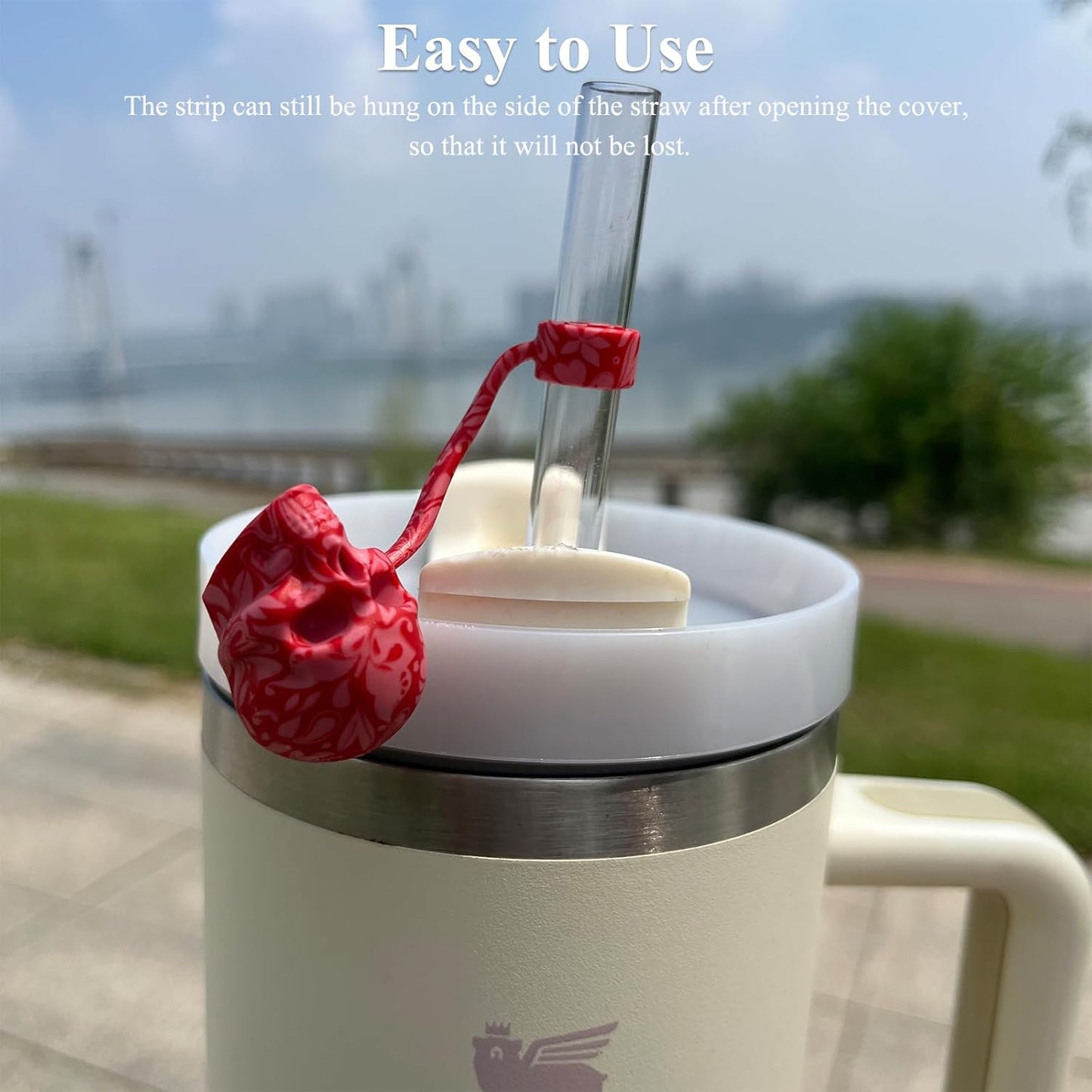 Skull Straw Cover Caps for Halloween Stanley Cup - 3 Pcs Silicone Straw Toppers Cool 10mm Straws Accessories Day of the Dead Gift for Boys