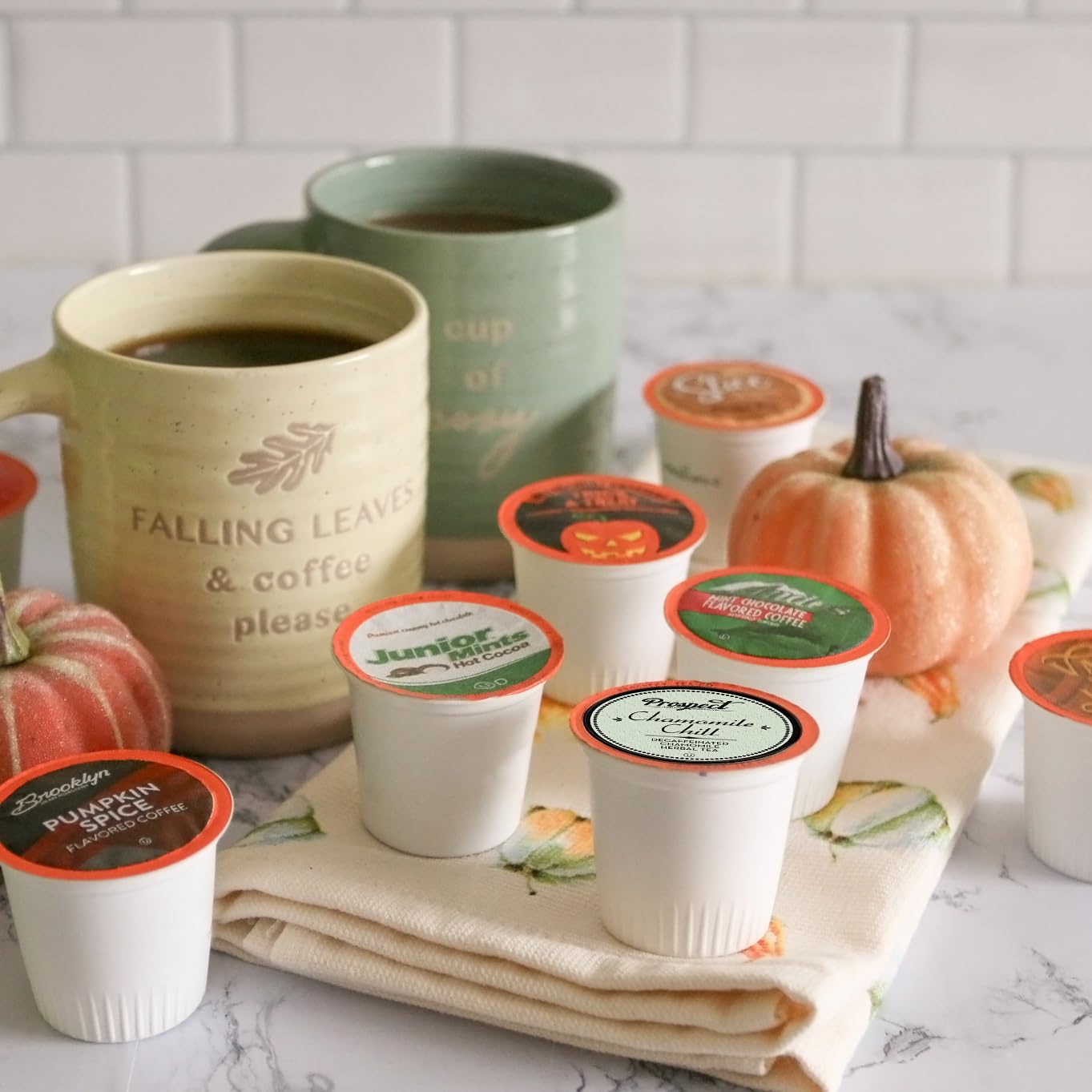 Two Rivers Coffee Single Serve Sampler Pack for Keurig K-Cup Brewers, Assorted Fall Flavors(Coffee, Cocoa, Tea), 40 Count