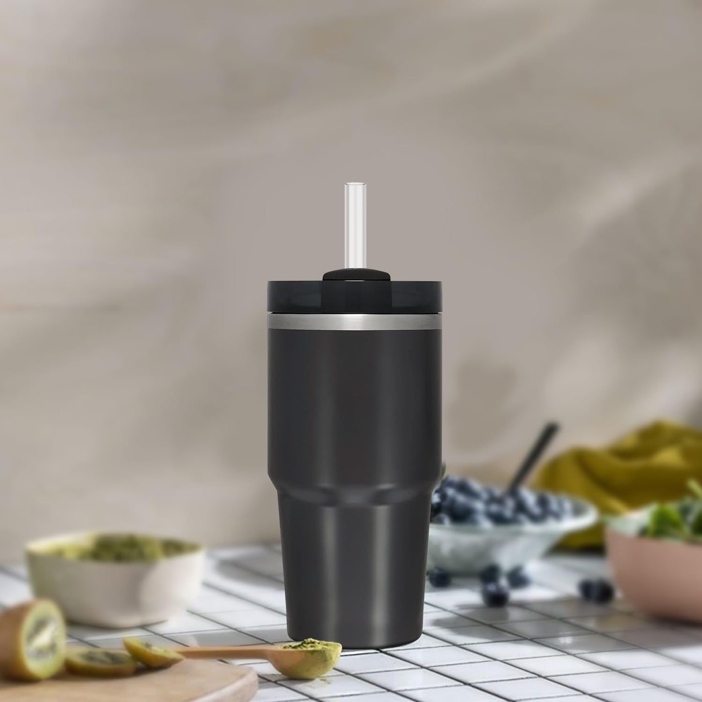 Replacement Straw Compatible with Stanley 14 oz 20 oz Cup Tumbler, 6 Pack Reusable Straw with Cleaning Brush, Plastic, Clear, Dishwasher Safe