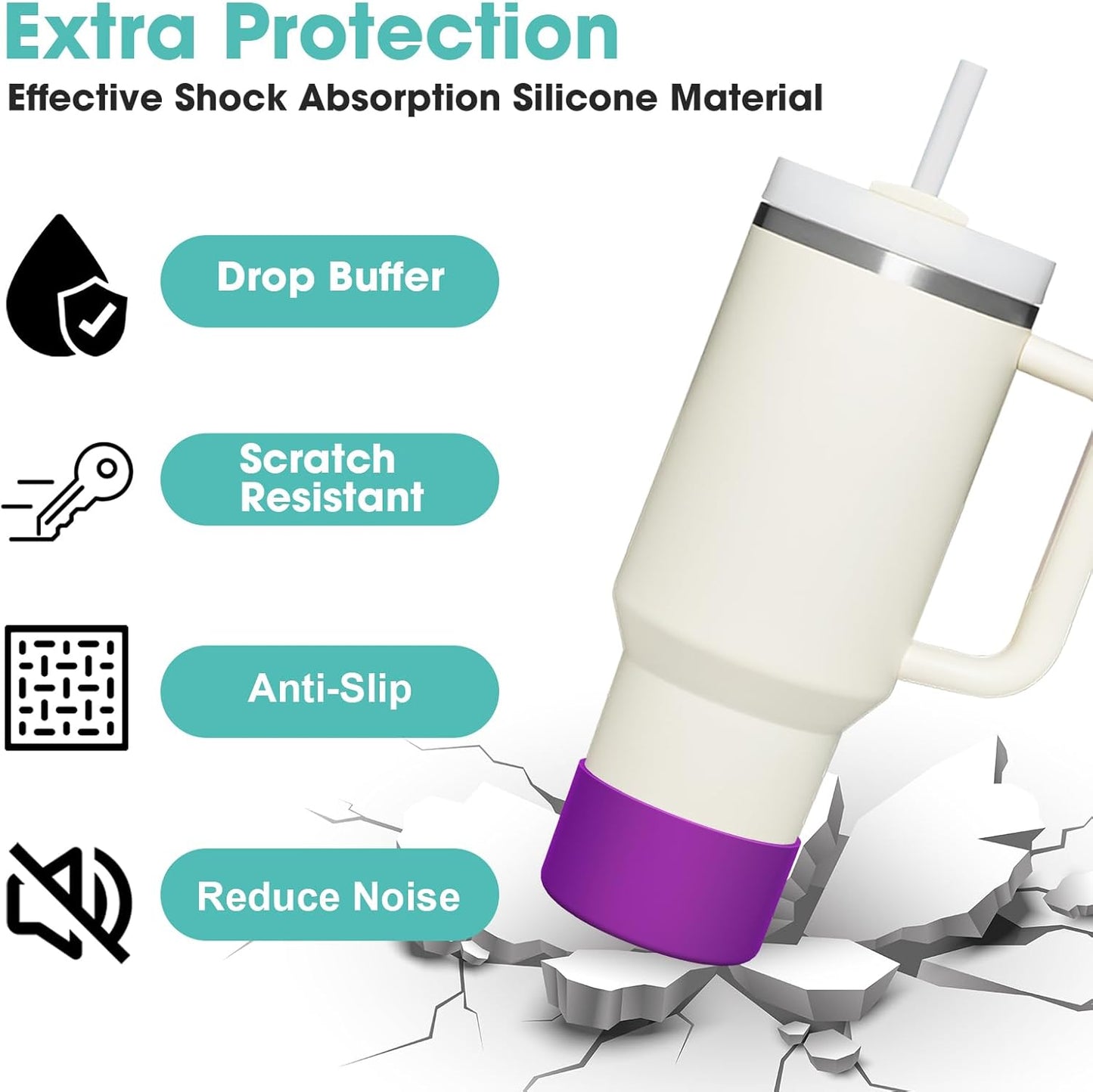 Upgrade 2PCS Protective Silicone Boot Bumper for Stanley Quencher Adventure 40oz 30oz IceFlow 20oz 30oz Tumbler, Water Bottle Bottom Sleeve Cover Accessories for Stanley Mug Cup(DarkMagenta)