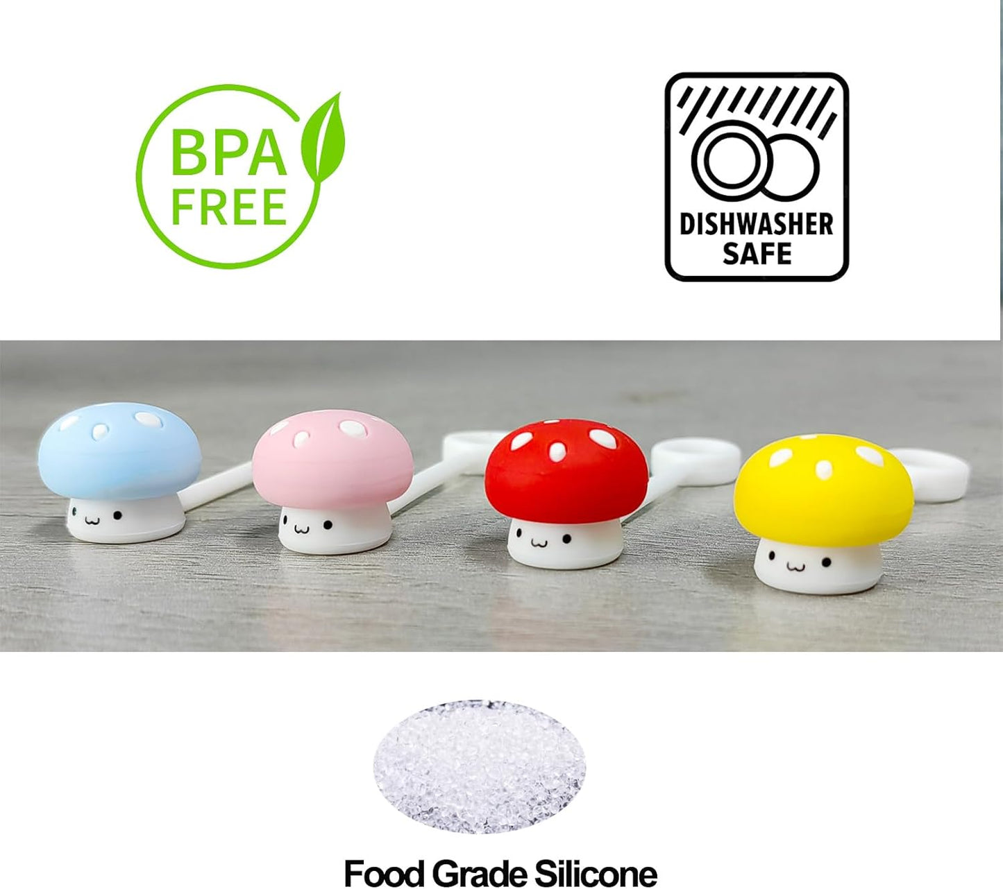 4 Pack Silicone Straw Covers Cap for Stanley Cup 30 40 oz, Cute Mushroom Straw Topper, Accessories for Stanley Cup Tumbler, Christmas Gifts for Women