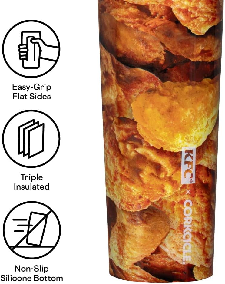 KFC x Corkcicle Sport Canteen - Insulated Stainless Steel Water Bottle - Compact & Travel-Friendly - Durable - Dishwasher Safe - BPA Free - Wide Mouth - Non-Slip Silicone Base - 20 oz - KFC Chicken