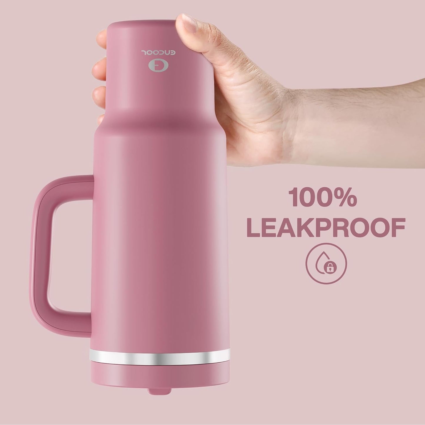 40 oz Tumbler with Handle and Straw: Stainless Steel Insulated Tumbler Keeps Cold for 24 Hours, Leakproof Travel Cup Fits in Cup Holder and BPA-Free,Turkish Rose