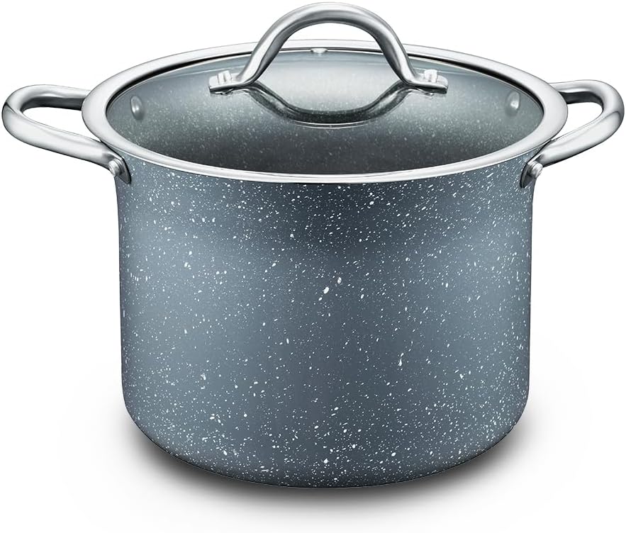 Concord Granite Nonstick 7 Quart Stock Pot Cookware Set (Induction Compatible) (Grey)