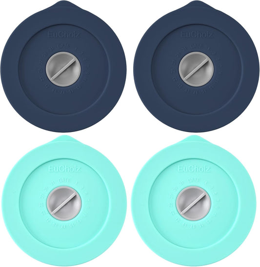 Replacement Lids for Pyrex 7202-PC 1 Cup, Silicone Round Storage Cover Lid for Anchor Hocking Glass Bowl 4 Pack with Date Mark