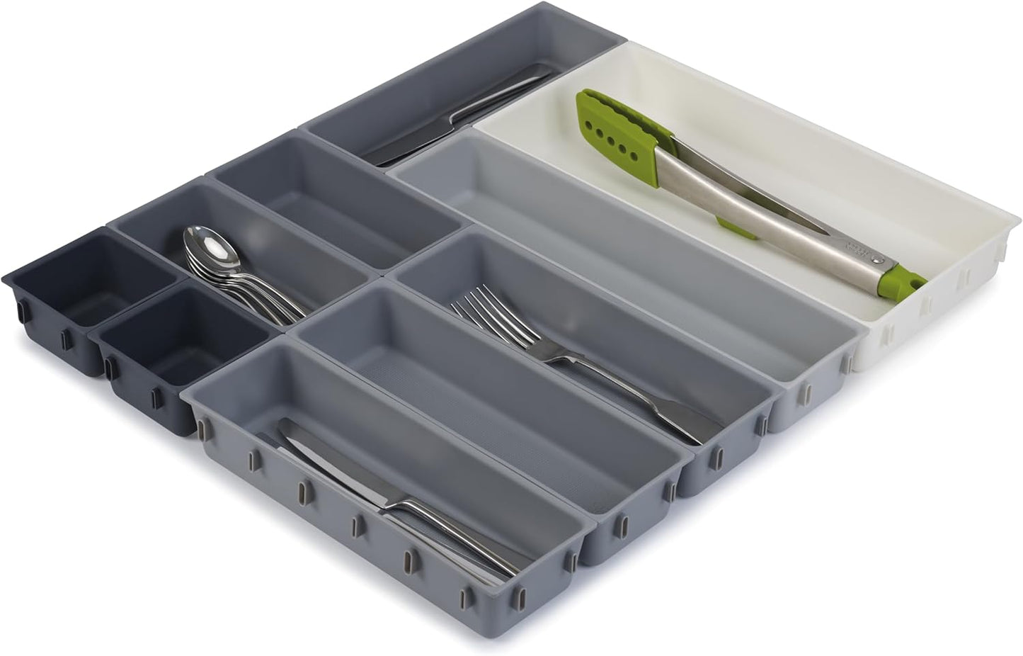 Joseph Joseph Blox 10 Piece Plastic Storage Trays Organizer Grey
