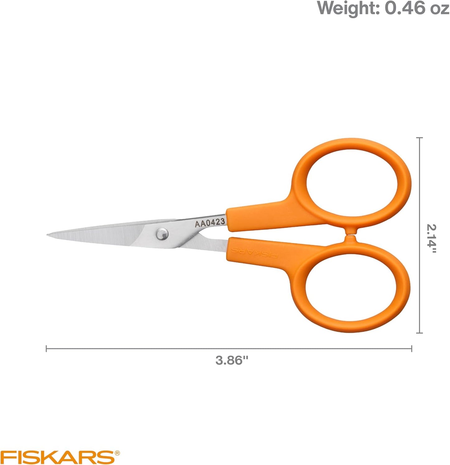 Fiskars Orange-Handled Straight Detail Scissors, Stainless Steel Blades, Ambidextrous Double-loop Handle