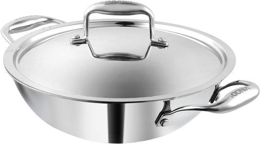 Vinod Platinum Triply Stainless Steel Kadai with Lid | Size: 28CM - 3.7L