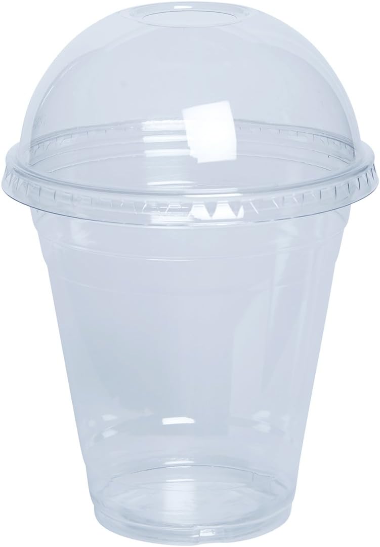 GUSTO [12 oz. - 50 Count Clear Plastic Cups With Dome Lids - Perfect for Smoothies, Milkshakes, and To-Go Beverages (Formerly Comfy Package)