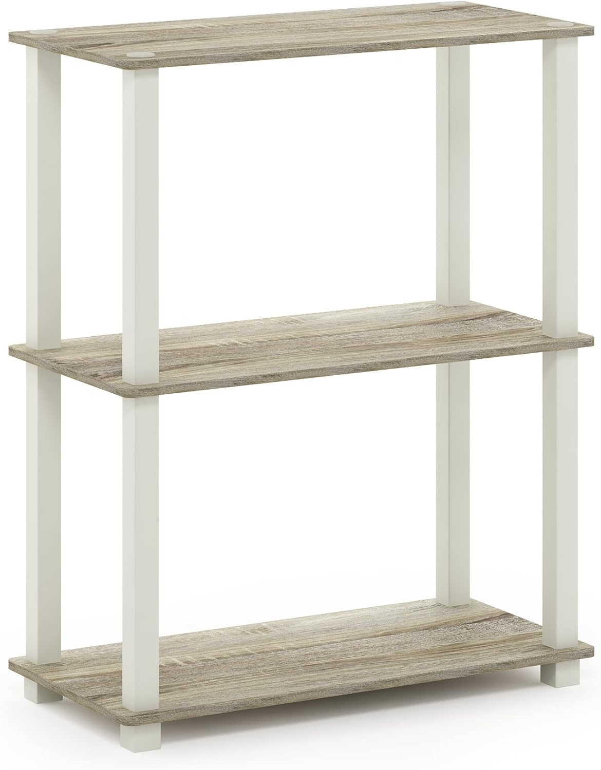 Furinno TURN-S-TUBE Storage Shelves, 3-Tier Book Shelf, Corner Shelf, Toolless Open Shelves, for Organization and Storage, Living Room, Garage, Home Office, Sonoma Oak