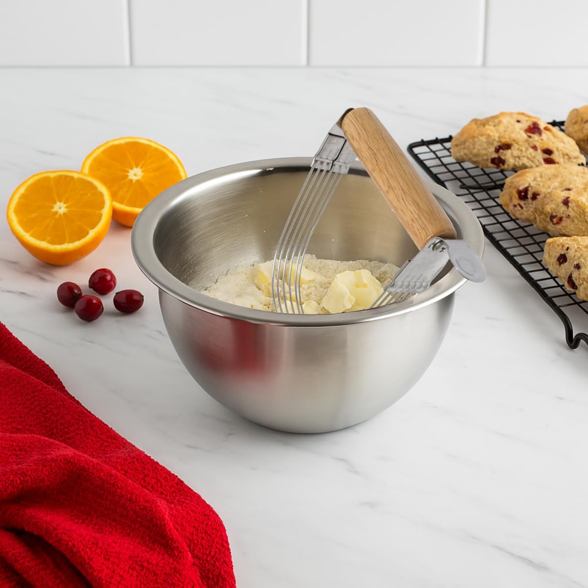 Mrs. Anderson’s Baking 6-Wire Pastry Cutter and Dough Blender, Stainless Steel with Wood Handle