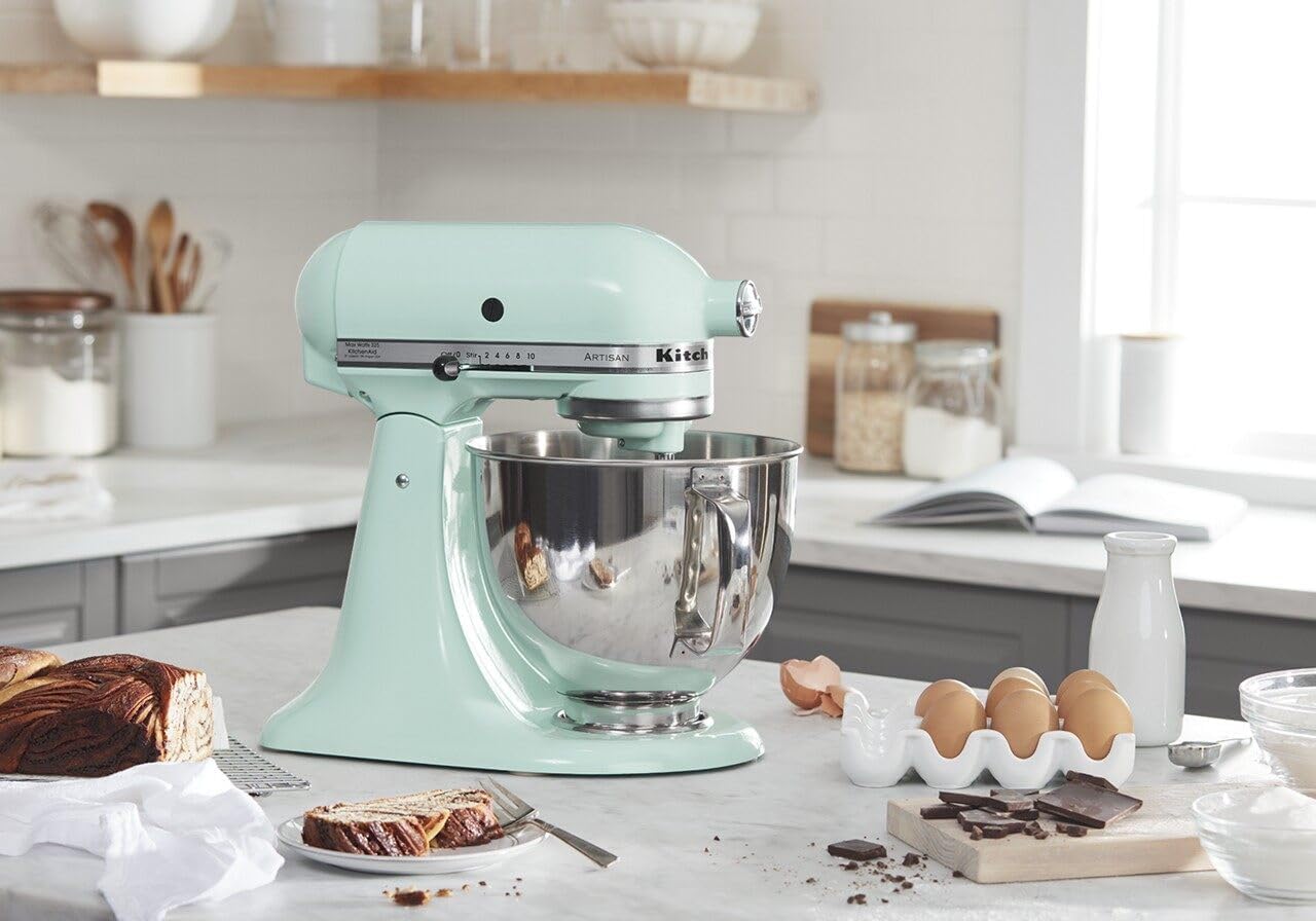 KitchenAid Artisan Series 5 Quart Tilt Head Stand Mixer with Pouring Shield KSM150PS, Ice Blue