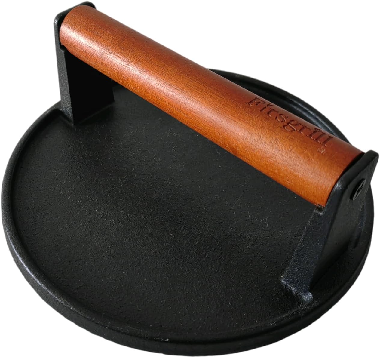Firsgrill Cast Iron Grill Presses with Wood Handle (Round w Flat Bottom)