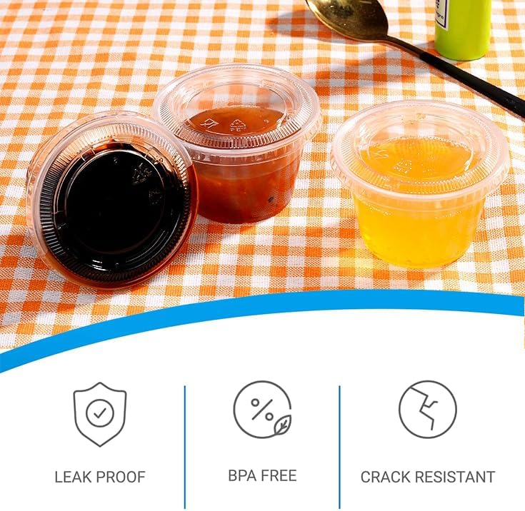 EDI 4 Ounce Clear Plastic Disposable Portion Cups/Souffle Cup with Lids, 50 Sets