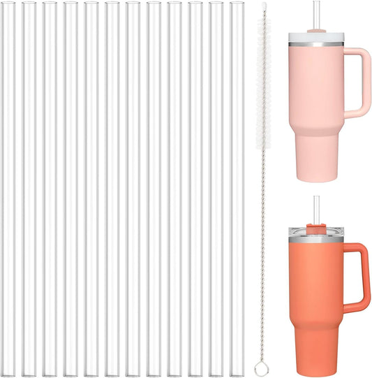 Aillwith 12 PCS Replacement Straws for Stanley Cup 40 oz 30 oz 64 oz Tumbler, Reusable Drinking Straws with Cleaning Brush for Stanley Cup Accessorie, BPA Free, Dishwasher Safe