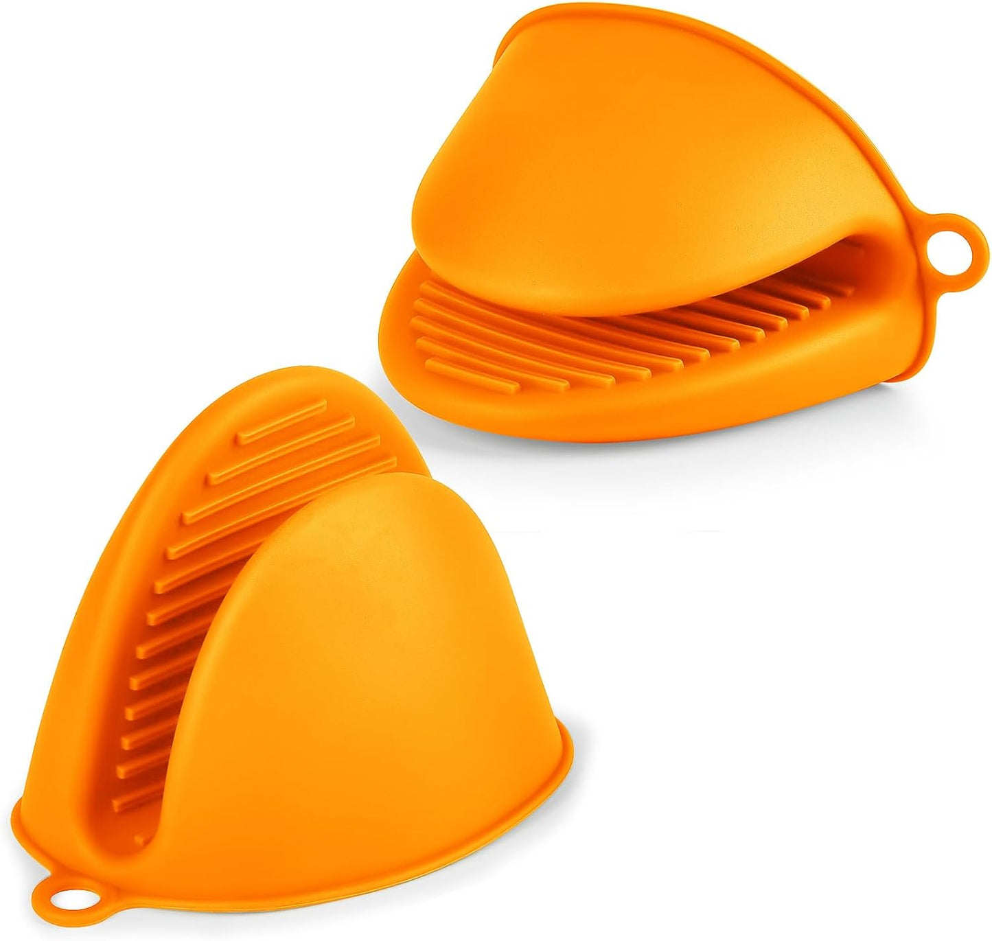 AUAUY 1 Pair Mini Silicone Oven Mitts, Heat Resistant Pot Holders Mitts, Cute Oven Pinch Grip Gloves, Small Potholders for Kitchen, Air Fryer Mitts Pair for Cooking, Baking and Grilling (Orange)
