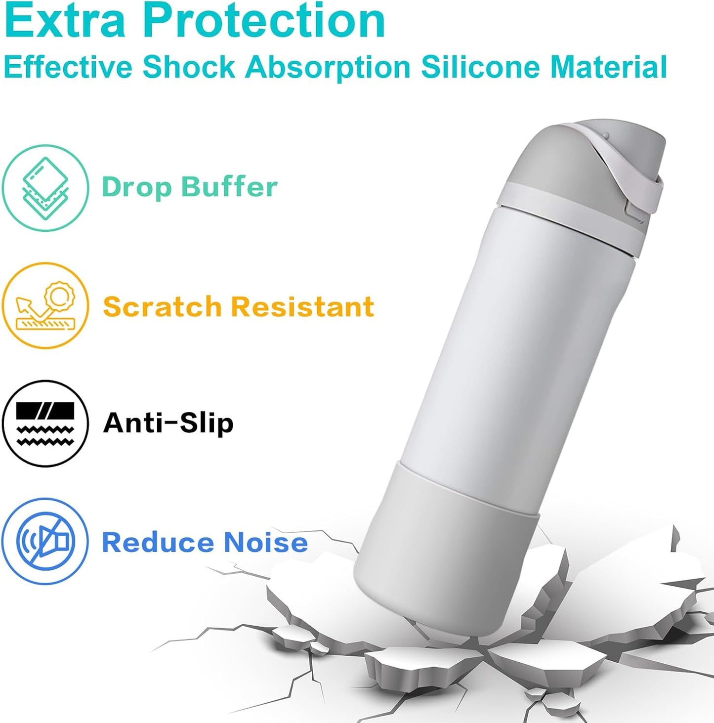 2PCS Silicone Water Bottle Boot for Owala 24oz 32oz 40oz, Protective Bottom Bumper Anti-Slip Sleeve for FreeSip, Twist, and Flip Stainless Steel Bottles, Dishwasher Safe and BPA Free