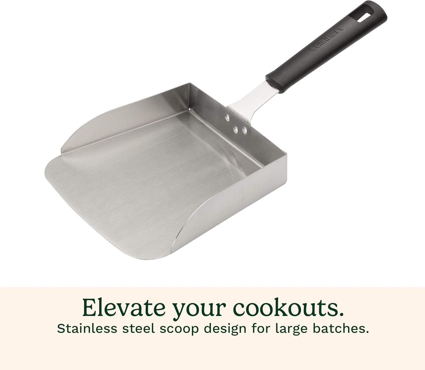Cuisinart Griddle Food Mover - Extra-Large Stainless Steel Spatula for Rice, Vegetables and More, Perfect BBQ Tool, Cookouts, and Griddles, Large Scooper, 5-cup Capacity Food Scoop