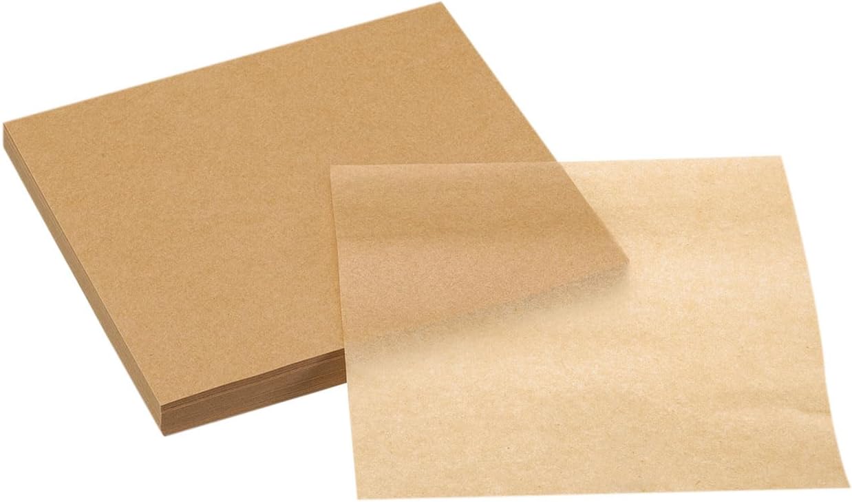 uxcell 200Pcs Air Fryer Parchment Paper, 4 Inch Square Air Fryer Liner, Non-Stick Steamer Liners for Oven, Microwave, Steaming Basket, Brown