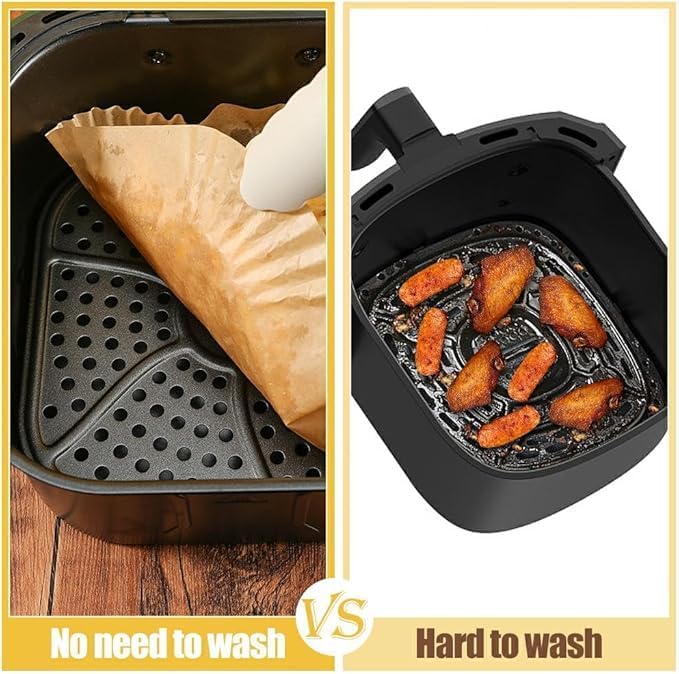 250 Pcs Air Fryer Liners Disposable,Food Grade Wood Pulp Parchment Paper Liners for Ninja DZ201 Dual Basket,Oil-proof& Non-stick(8.1x5.5 Inch,250Pcs)