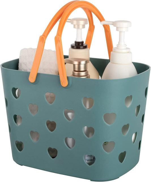 Anyoifax Portable Shower Caddy Tote Plastic Storage Basket with Handle Box Organizer Bin for Bathroom, Pantry, Kitchen, College Dorm, Garage - Blue