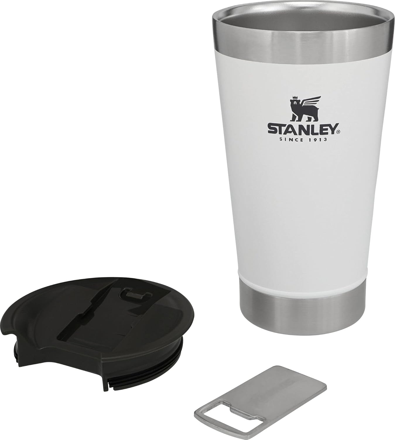 STANLEY Stay-Chill Beer Pint 16 oz | Wide Mouth Lid | Built-In Bottle Opener | Beer Tumbler Cup | Insulated Stainless Steel Pint Glass | BPA-Free | Polar