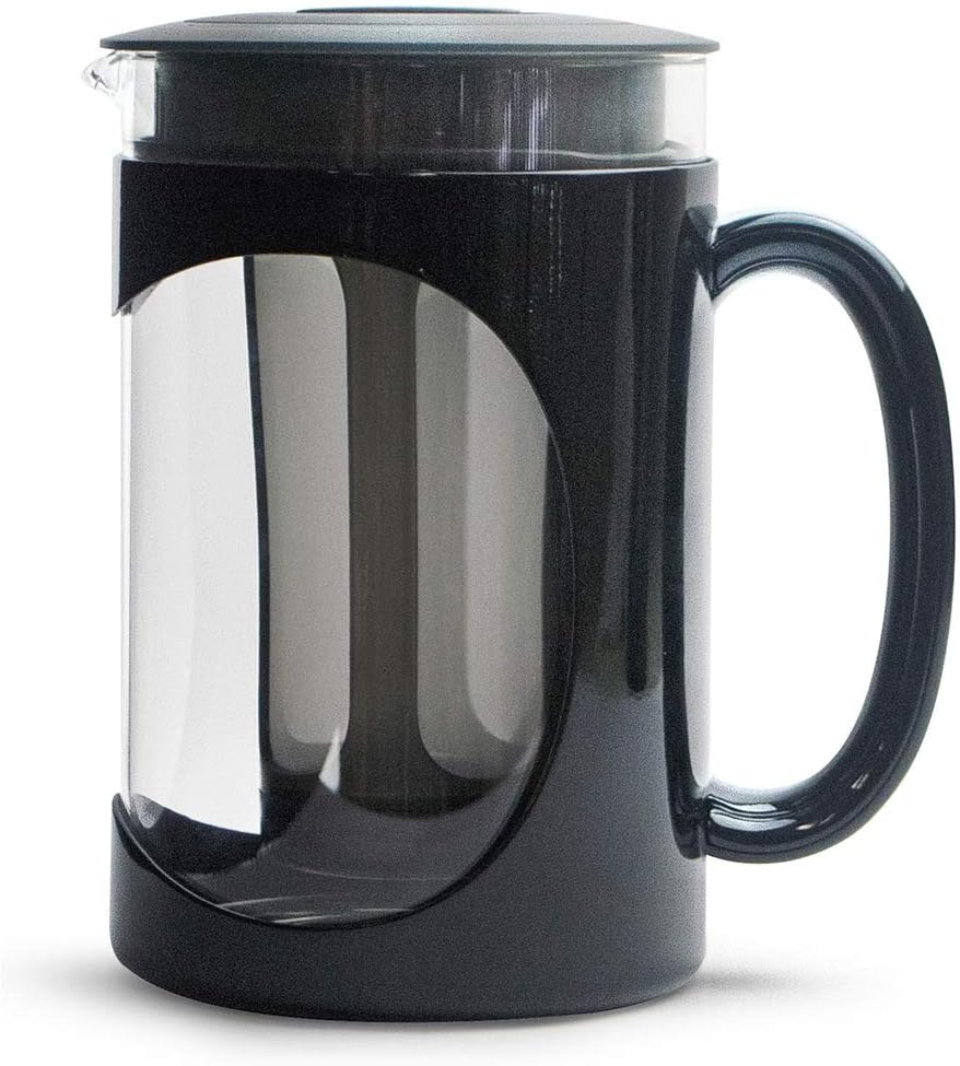 Primula Burke Deluxe Cold Brew Iced Coffee Maker, Comfort Grip Handle, Durable Glass Carafe, Removable Mesh Filter, Perfect 6 Cup Size, Dishwasher Safe, 1.6 qt, Black