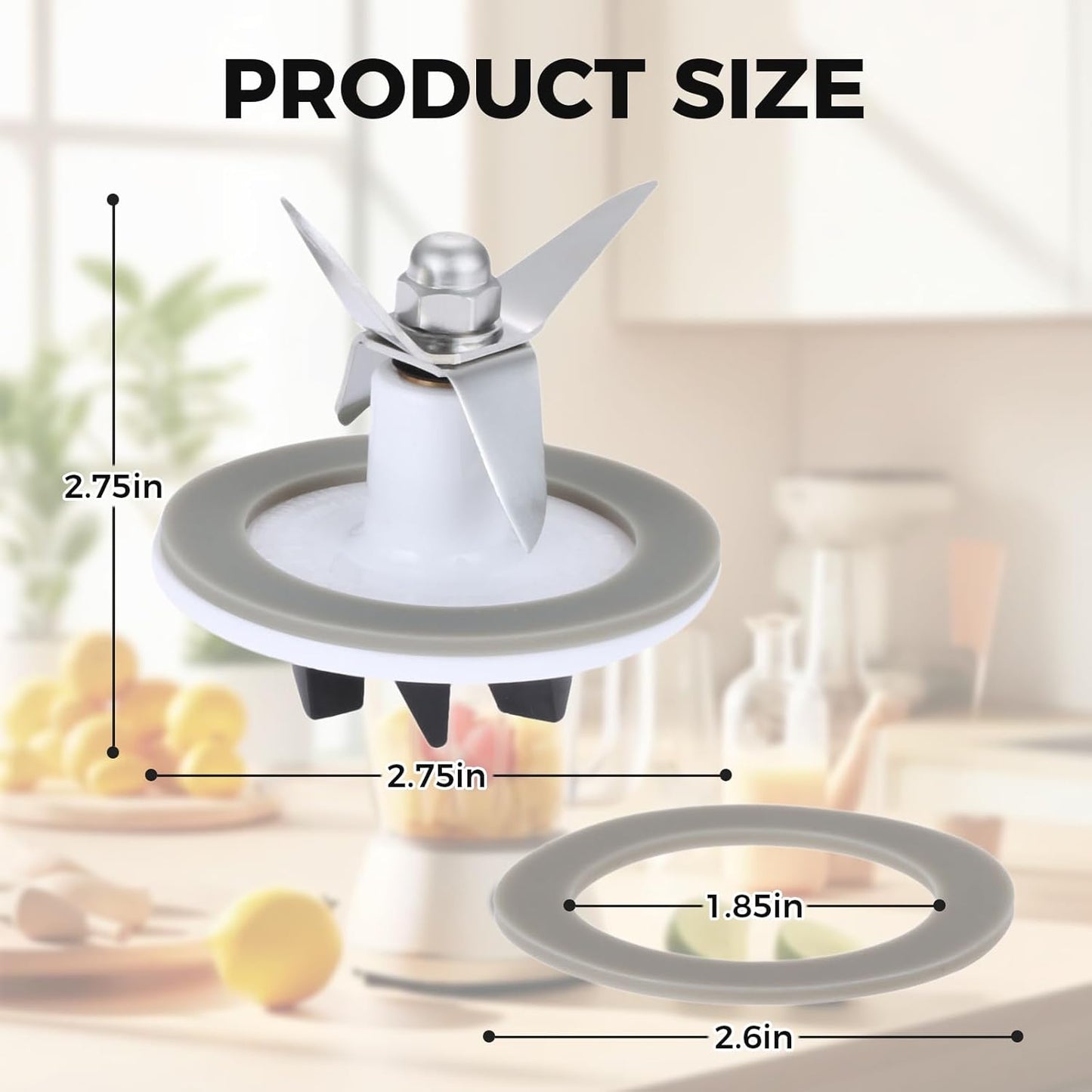 Blender Blade Cutting with 2 Gasket Sealing, Replacement for Cuisinart CBT-500, SB5600, CB600, BFP703, BFP-703, BFP703B, BFP-703CH, SPB7, SPB-7BK, CB8, CB9, BFP-703