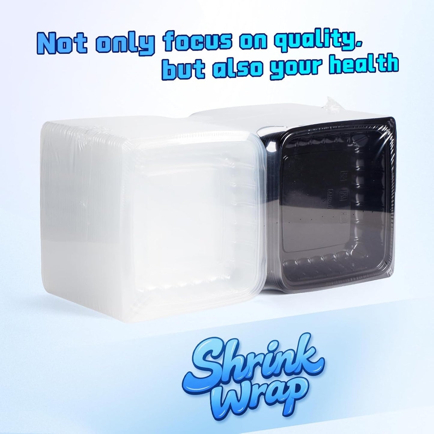 YANGRUI Plastic Containers 9.5" 38 oz 45 Pack - High Clarity Anti Fog Shrink Wrap Commercial PP BPA Free Meal Prep Box | Freezer & Microwave Safe | Reusable & Disposable Restaurant Takeout Container