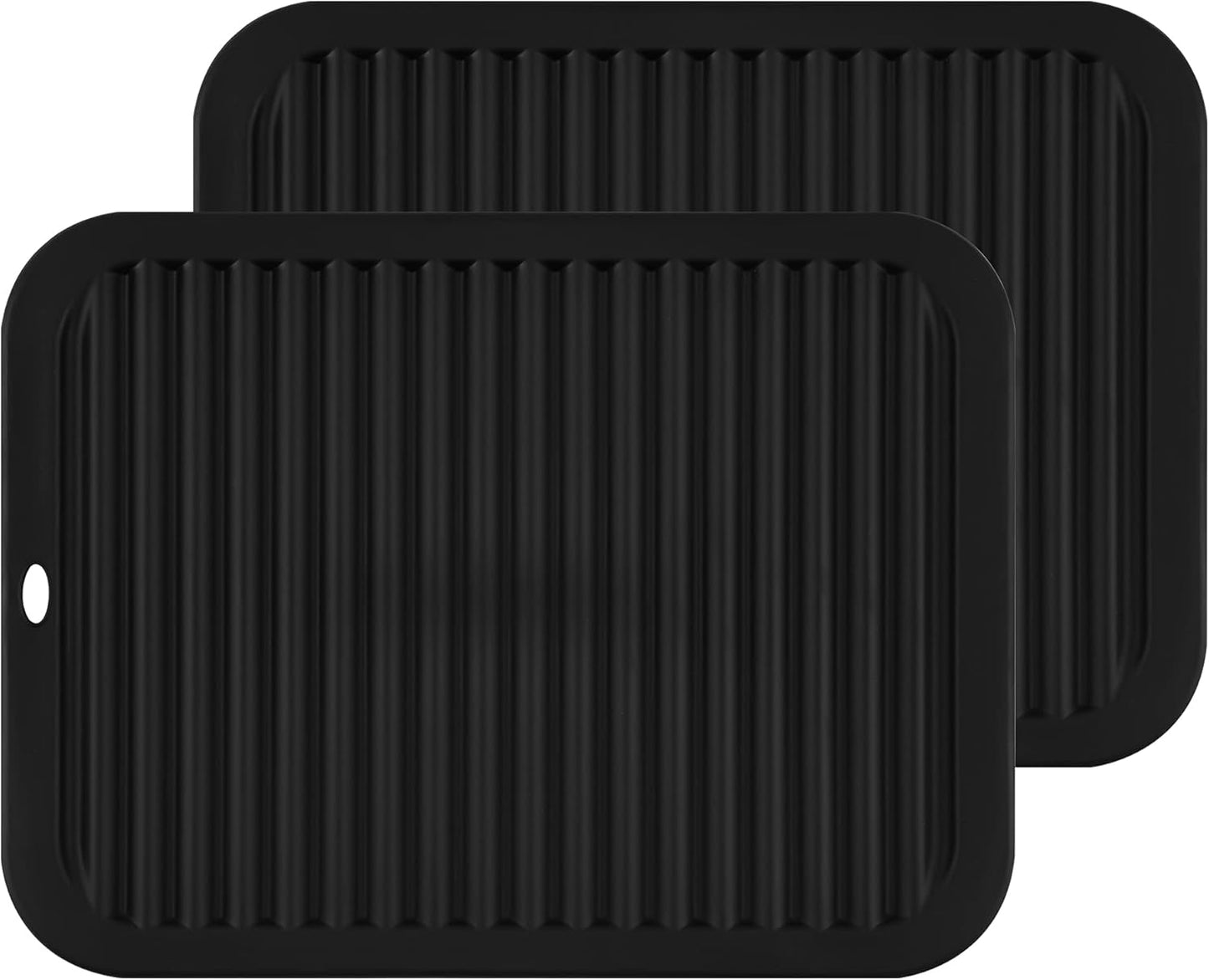 Smithcraft Silicone Hot Pads for Kitchen, Trivets for Hot Pots and Pans, Multi-Purpose Trivets for Quartz Countertops, Non Slip Trivet Mat, Silicone Mats for Kitchen Counter Pot Holders Set 2 Black