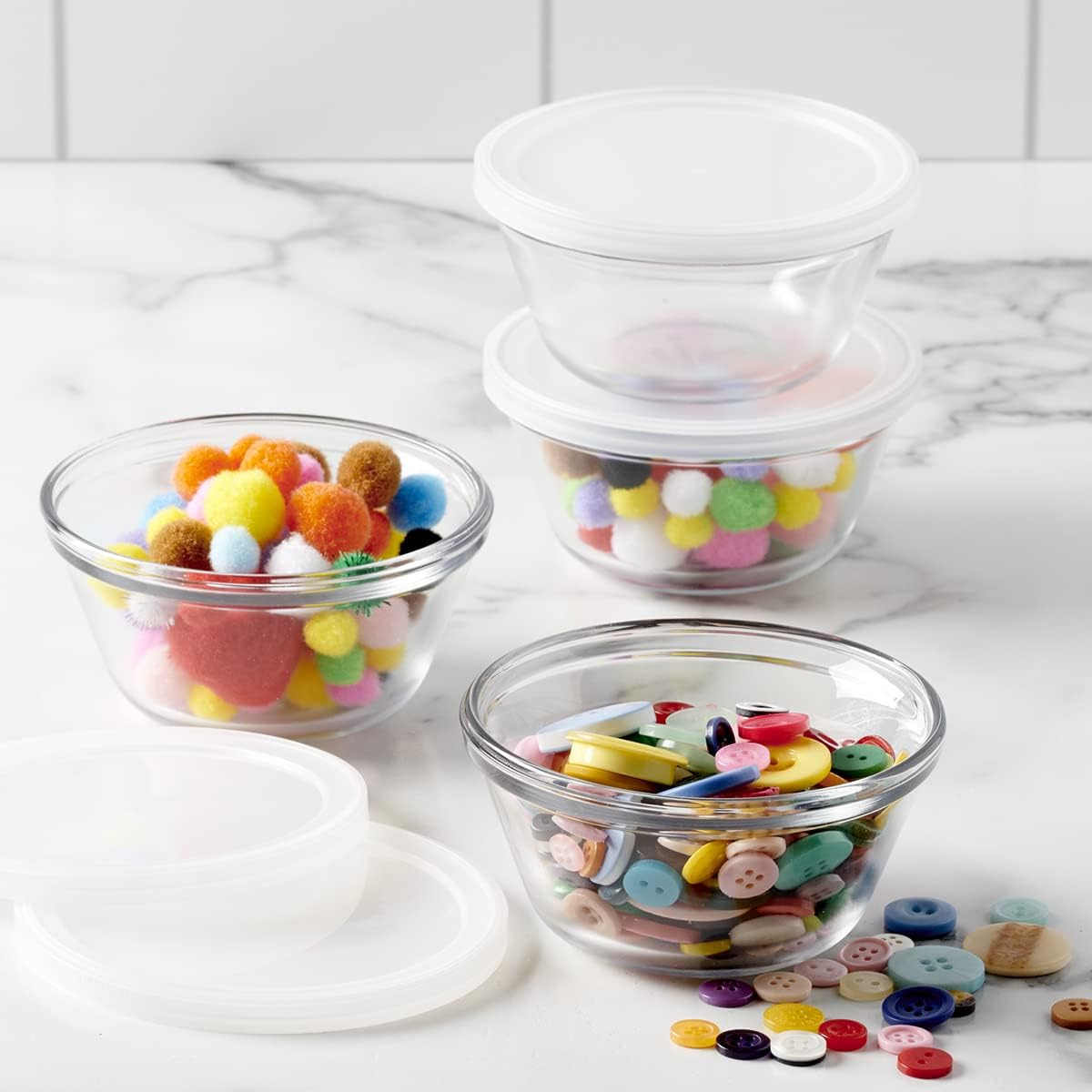 Anchor Hocking Glass Ramekins, 6 Ounce Glass Custard Cups with Lids, Set of 4