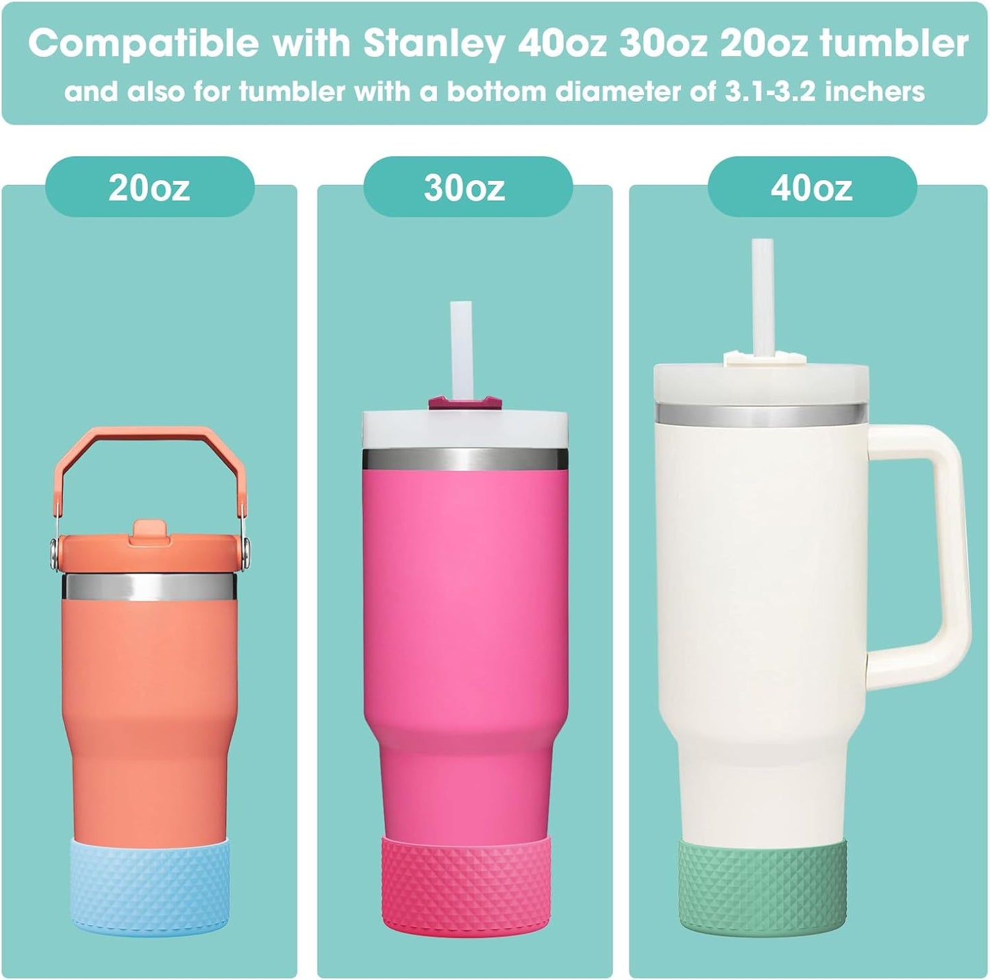 Upgrade 2PCS Protective Silicone Boot Bumper for Stanley Quencher Adventure 40oz 30oz 20oz Tumbler, Water Bottle Bottom Sleeve Cover Accessories for Stanley Mug Cup(Gray Green)