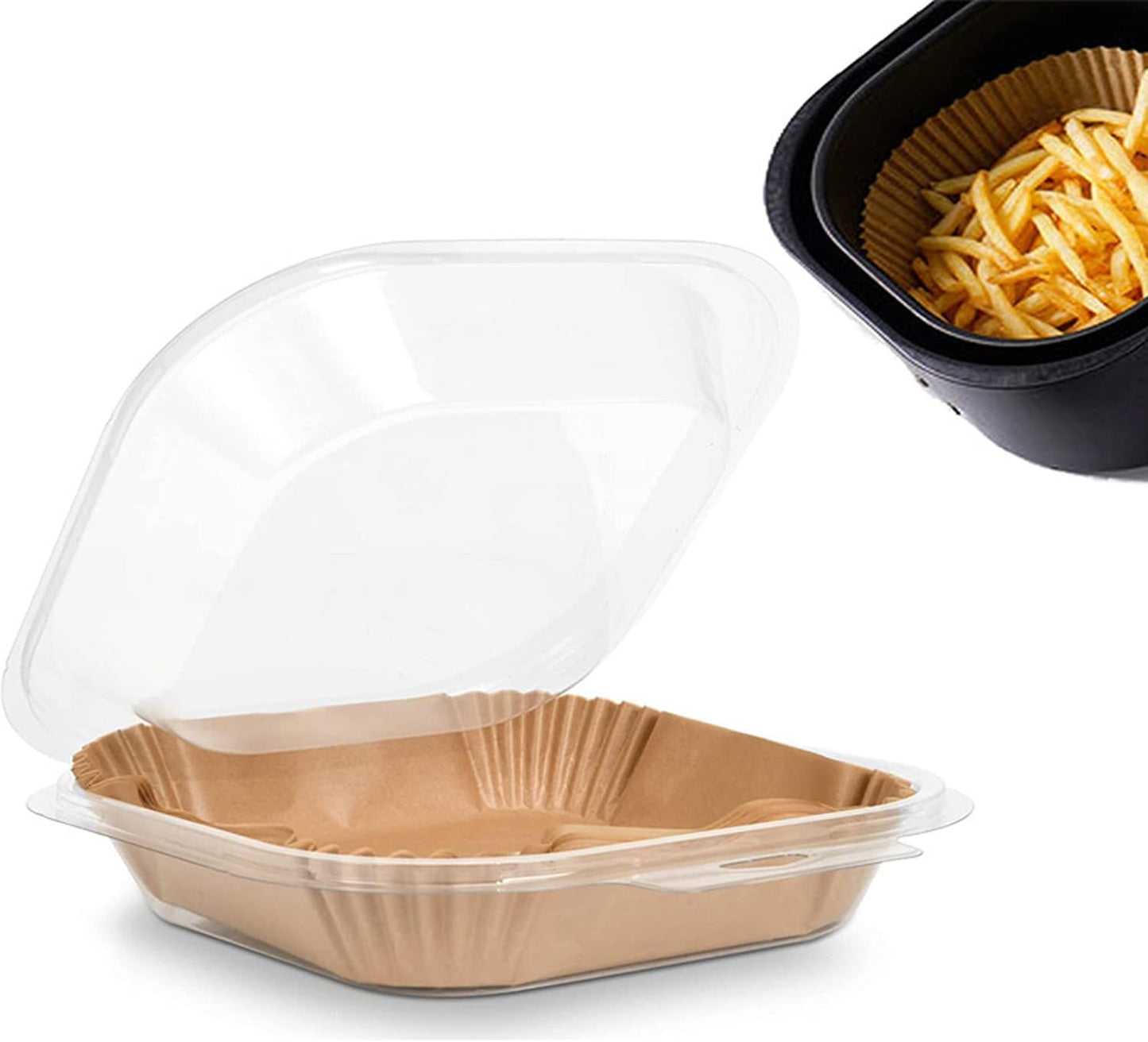 Air Fryer Parchment Paper Liners,50PCS Square Non-Stick Parchment Paper,Oil Resistant,Disposable Food Grade Free of Bleach,Frying Pan,Oil-proof Air Fryer Baking Roasting Microwave (6.3 inch)