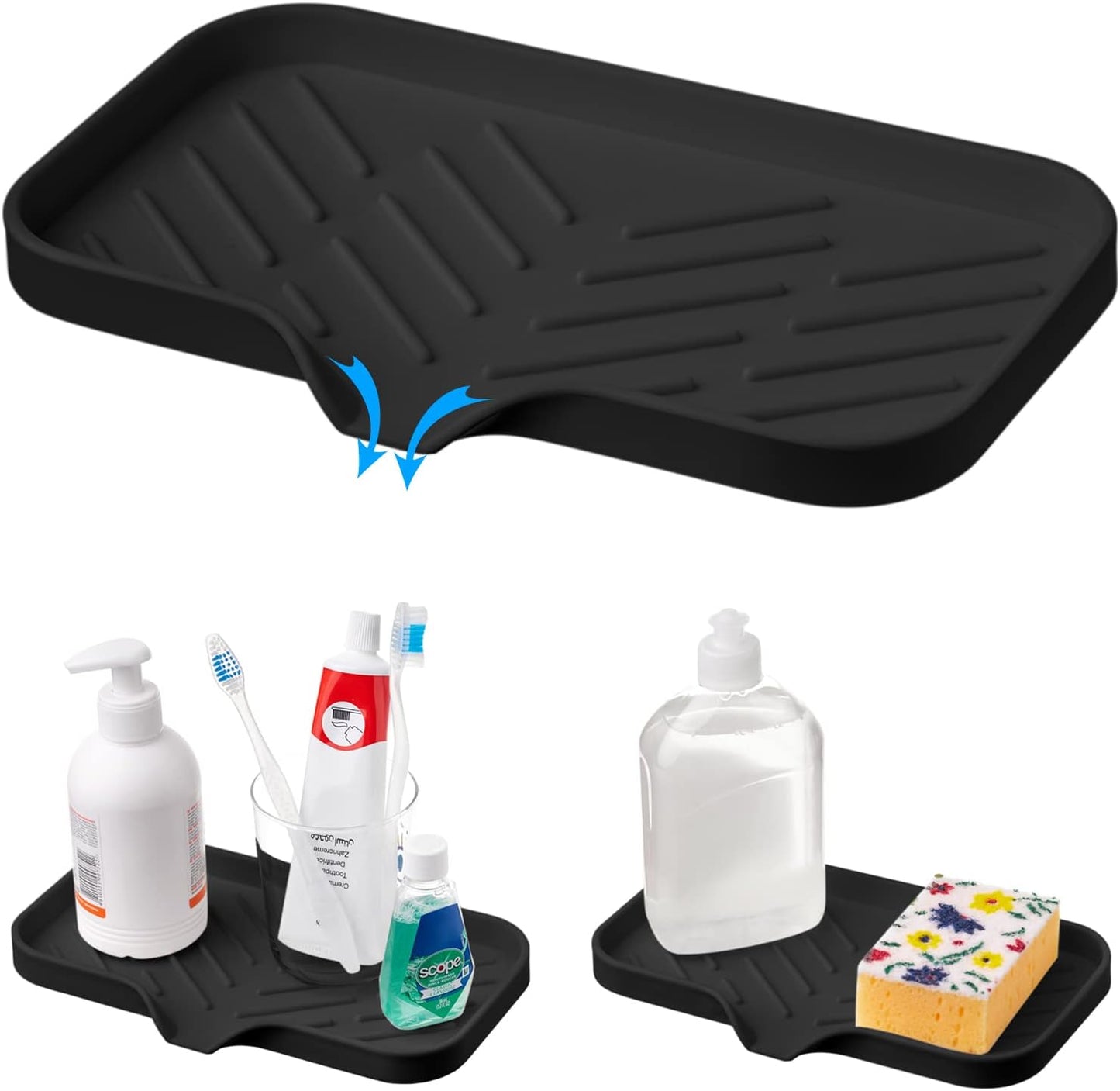 Multi-Functional Black Soap Holder - Soap Bar & Sponge Holder, Space-Saving Sink Caddy - Organize Your Kitchen!