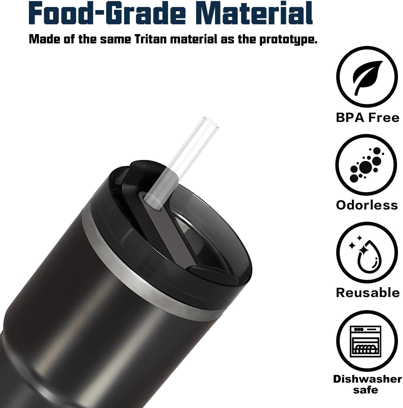 Replacement Straw Compatible with Stanley 14 oz 20 oz Cup Tumbler, 6 Pack Reusable Straw with Cleaning Brush, Plastic, Clear, Dishwasher Safe