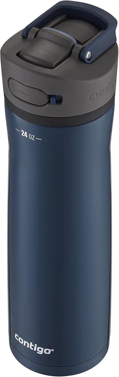 Contigo Ashland 2.0 Leak-Proof Water Bottle with Lid Lock and Angled Straw, Dishwasher Safe, Interchangeable Lid, 24oz, Blueberry