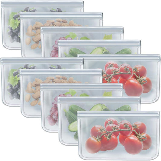 1/2 Gallon Freezer Bags Reusable Food Storage Bags for Vegetable, Liquid, Snack, Meat, Sandwich, 10.2x7.87 Inch, 10 Pack