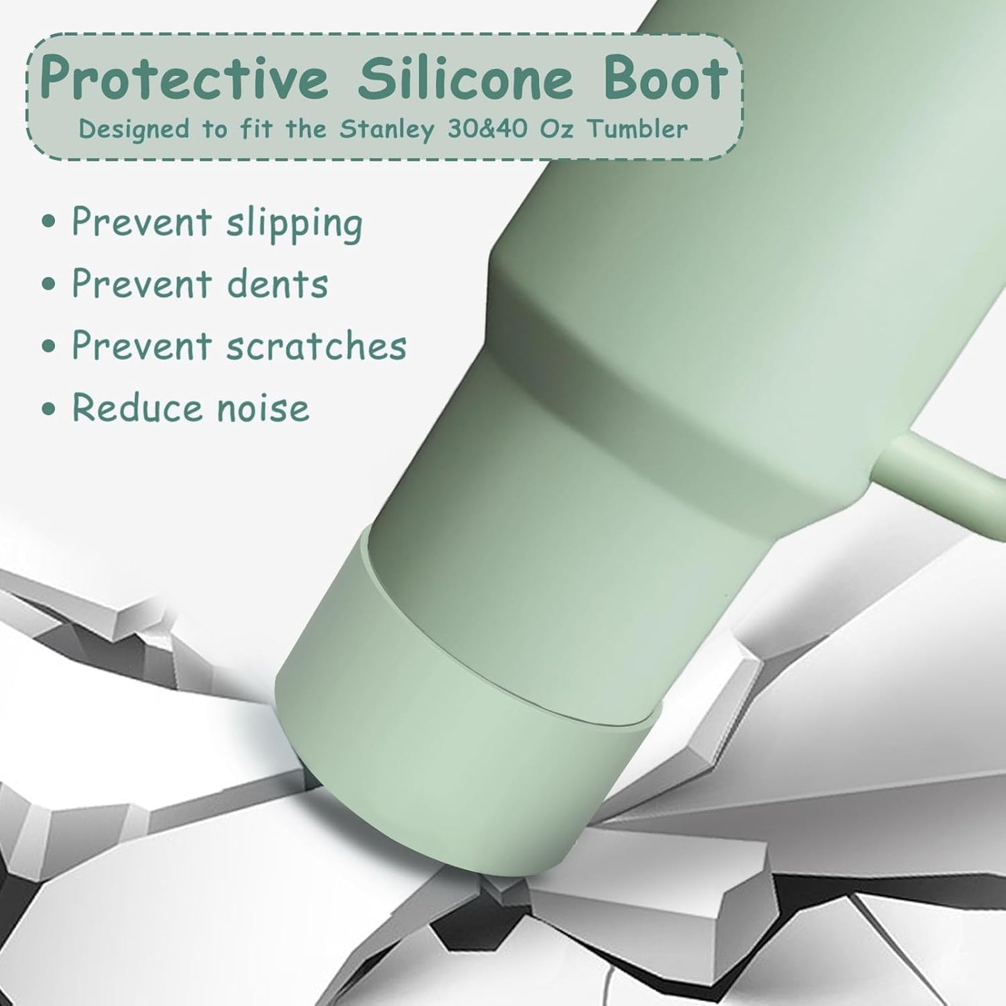 Stanley Cup Accessories Set,Including 2 Pcs 0.4in Straw Cover, 1 Silicone Spill-Proof Stopper Set of 3, 1 Cute Flowers Handle Charm, 1 Silicone Boot Fits Stanley 40&30 Oz Tumbler (Matcha Cream)