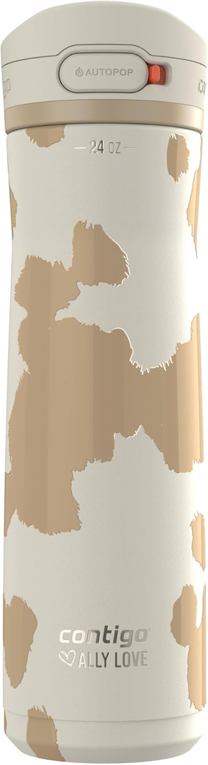 Contigo x Ally Love Jackson Chill 2.0, Stainless Steel, Spill Proof Water Bottle with AutoPop Lid, BPA Free, 24oz, Oatmilk