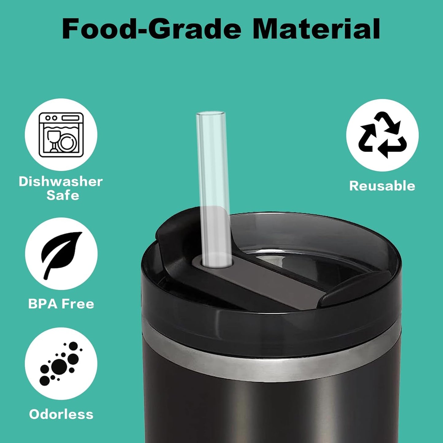 Aillwith 6 PCS Replacement Straws for Stanley Cup 20oz 14oz Tumbler, Reusable Drinking Straws with Cleaning Brush for Stanley Cup Accessorie，BPA Free, Dishwasher Safe