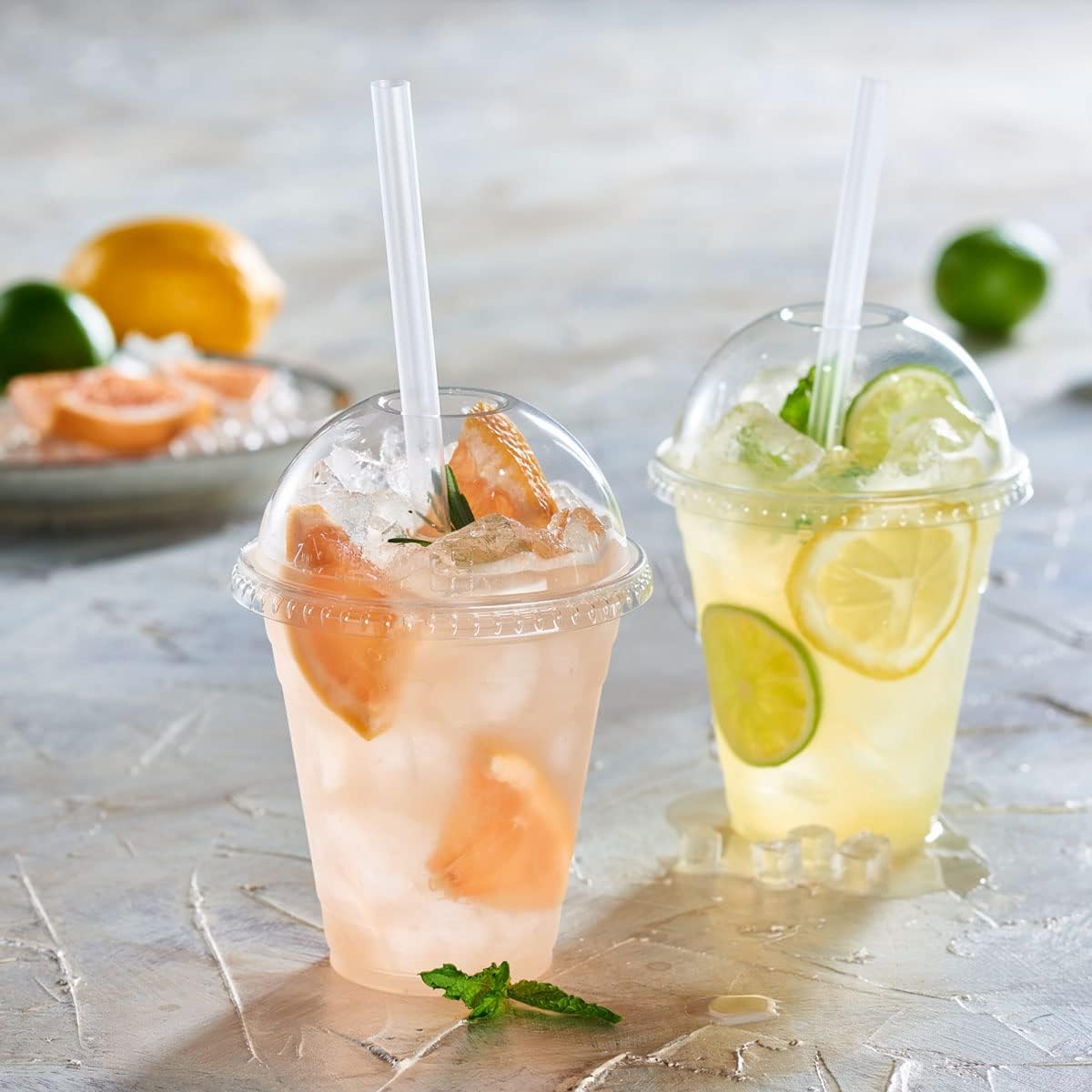 GUSTO [12 oz. - 100 Count Clear Plastic Cups With Dome Lids - Perfect for Smoothies, Milkshakes, and To-Go Beverages (Formerly Comfy Package)