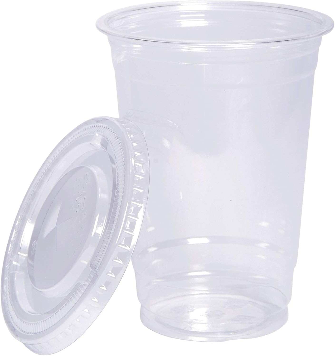 GUSTO Clear Plastic Cups with Flat Lids [10 oz - 100 Count] - Disposable Iced Coffee Cups with Lids - PET Plastic Cold Cups for Smoothies, Juices & To-Go Drinks - Formerly Comfy Package