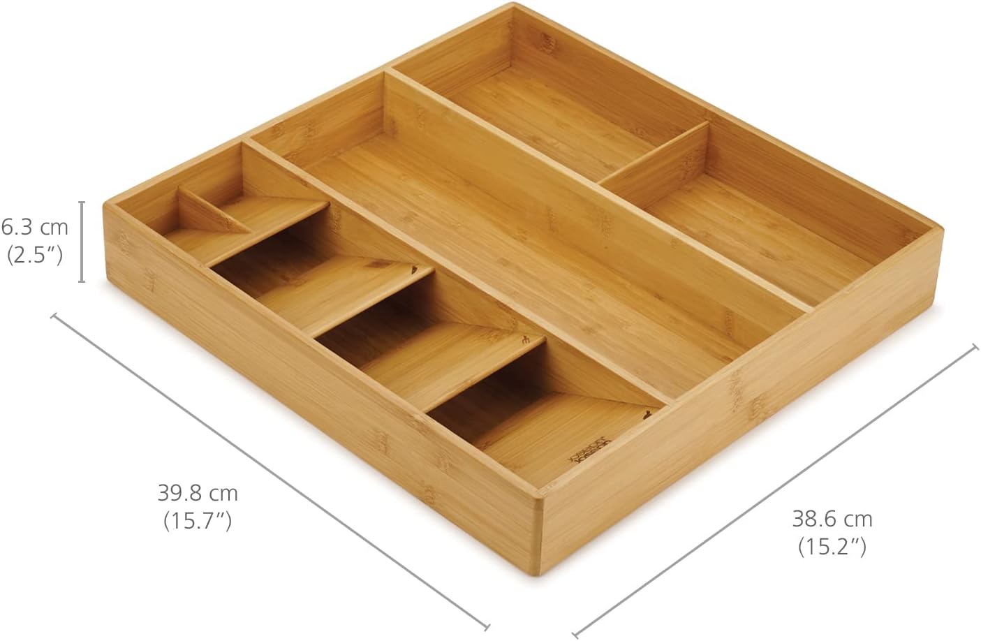 Joseph Joseph DrawerStore Compact Utensil Organizer For Kitchen Drawer Silverware, Flatware Tray, Large, Bamboo